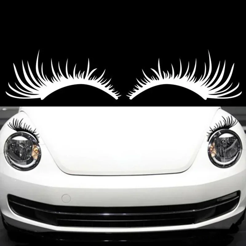 1Pair Car Headlight Eyelash Stickers 3D Charming False Eyelashes Decal Car Bumper Decoration Motorcycle Styling Accessories