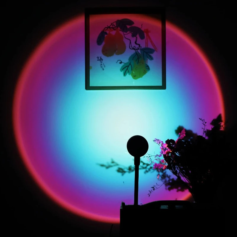 Lámpara de Proyección Arcoíris, Lámpara Decorativa USB con Atmósfera de Atardecer, Giratoria Multiángulo, Adecuada para Sala de Estar y Dormitorio