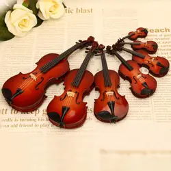Mini Violins Ornament Miniature Violins Model with Stand Case Dollhouse