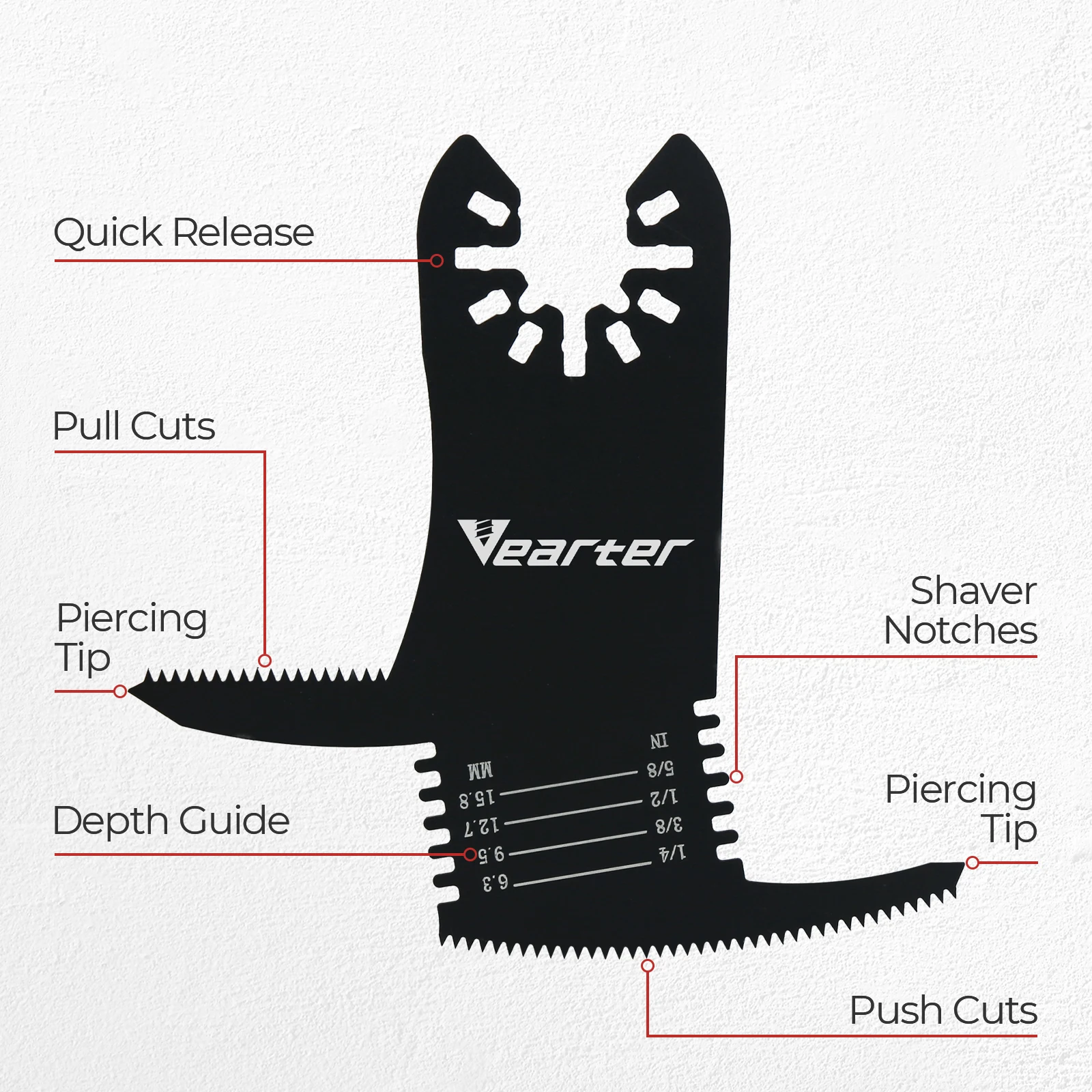Vearter 2Pack HCS Oscillating Multi-tool Swing Saw Blade Specifical For Drywall PVC Plastic Plasterboard Wood Panel Cutting