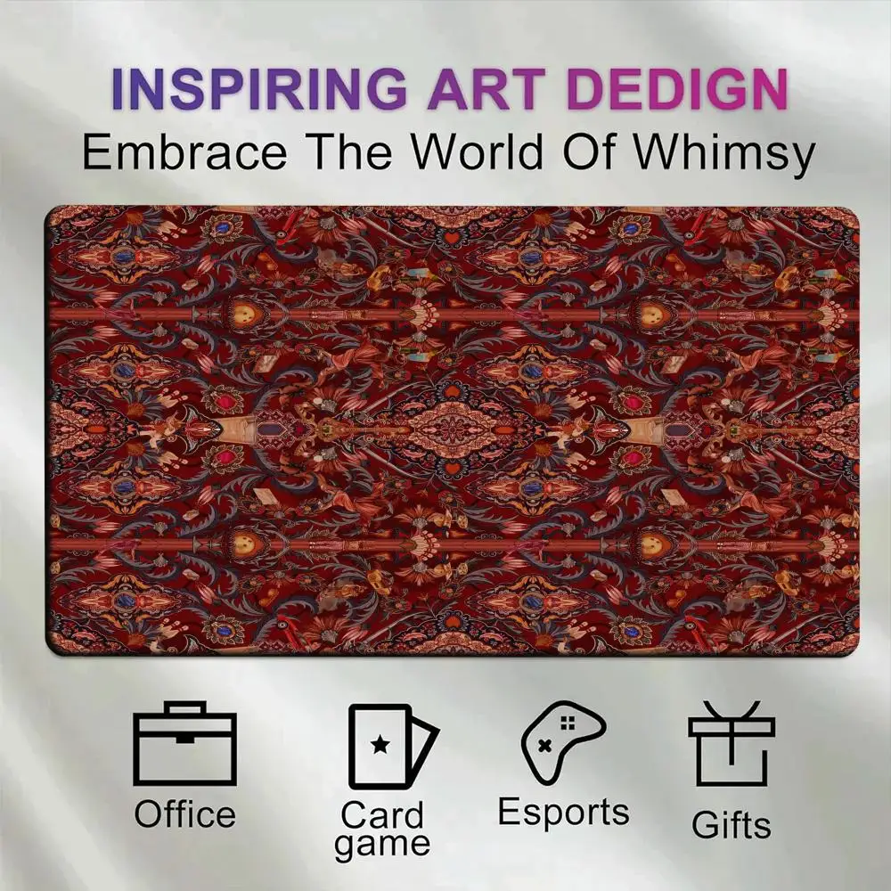 Large Red Print mouse pad Retro Persian style desk mat high-quality computer desktop decoration Keyboard PC Office accessories