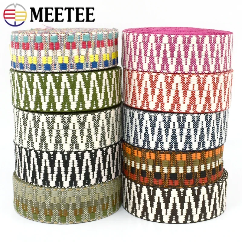 3/5Y 38/50mm Jacquard Webbing Tape Ethnic Polyester Ribbon Canvas Bag Strap Clothes Decoration Lace Band Sewing Bias Material