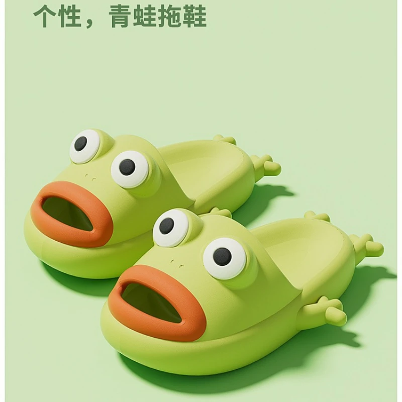 

Women New Cute Frog Slippers Female Male Summer Cartoon Shoes Couples Funny Indoor Bathroom Outdoor Slides Platform Footwear