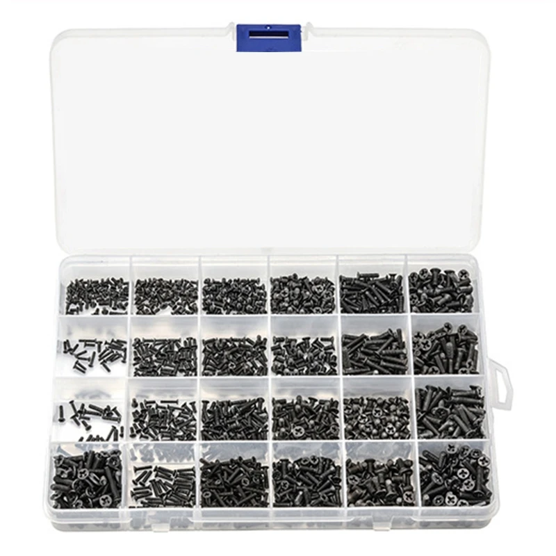 LICE-720Pcs Countersunk Flat Head Mini Screw Set M1.4 M1.7 M2 M2.5 M3 Carbon Steel Computer Notebook Laptop Screws Kit