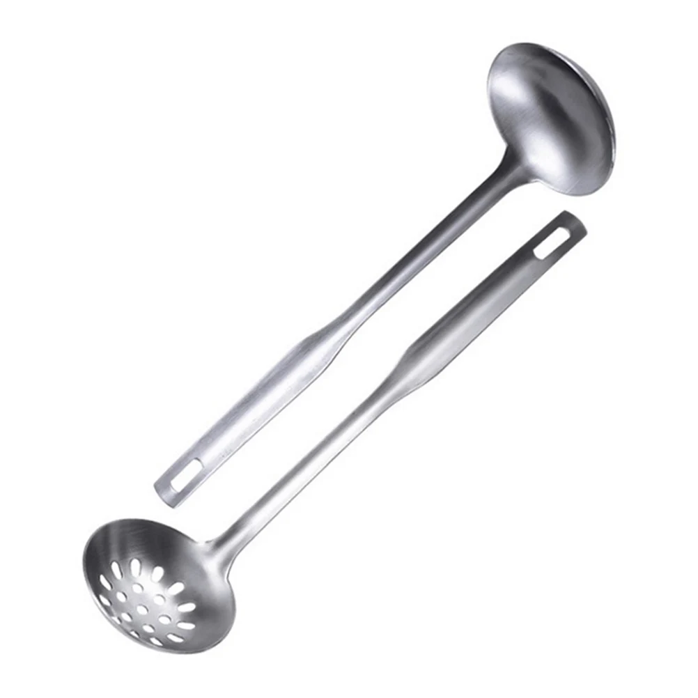 

2pcs Stainless Long Handle Soup Colander Ladle Hot Pot Set Food Serving Soup Spoon Food Serving Spoon Kitchen Barware