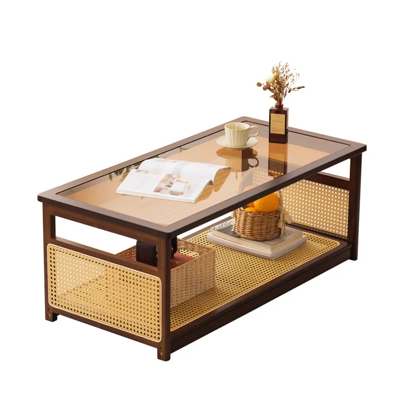 

Coffee table bamboo rattan, rectangular table, living room for home use, Japanese style, small apartment