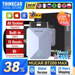 MUCAR BT200 MAX AI Diagnostic Tools CANFD ELM327 Prototol Full System OBD2 Scanner 15 Resets Lifetime Free Update VS BT200 PRO