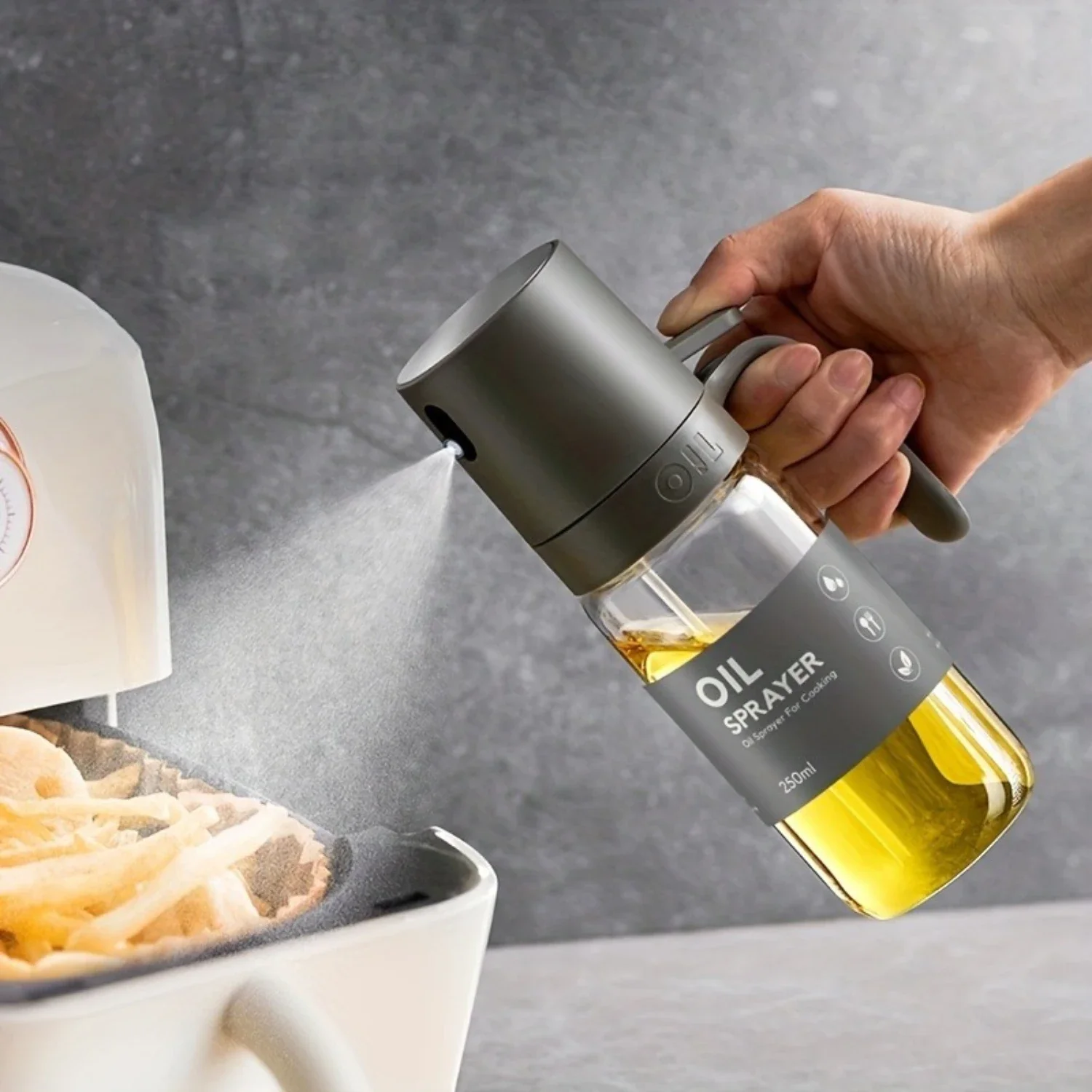 BPA-Free Plastic Oil Sprayer, 8.45oz Hand  Olive Oil Mister for Cooking, Air Fryer-Friendly, Salad Dressing & BBQ Spray Bottle,