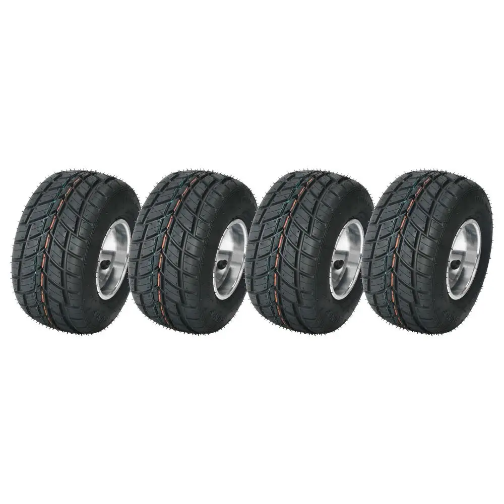 

High Performace Go Kart Tire and Rim, 10x4.505 Go Cart Front Wheel and Racer Tire Fit Bolt Pattern 50mm w 3 Holes for Go Kart D