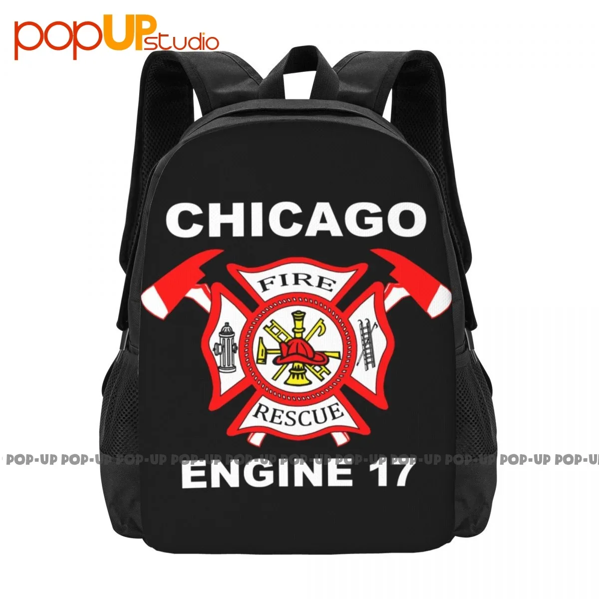 Chicago Firefighter Fire Department P-335 Backpack Large Capacity Print Schoolbag Storage Bag Clothes Backpacks