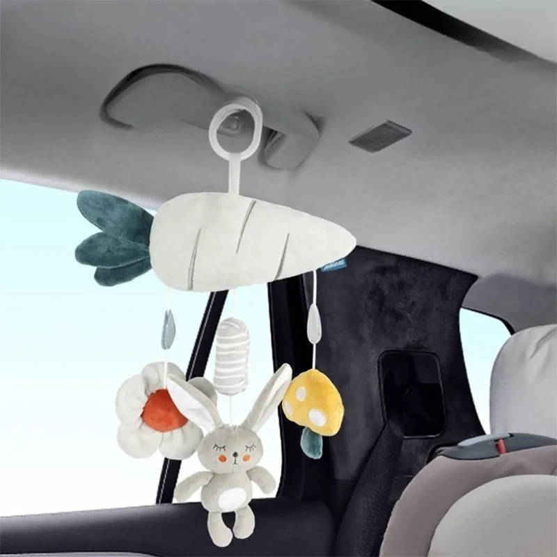 赤ちゃん早期教育玩具カートペンダント、心を落ち着かせる装飾、ベッドベル、吊り下げ式手回しベル、パズルぬいぐるみ