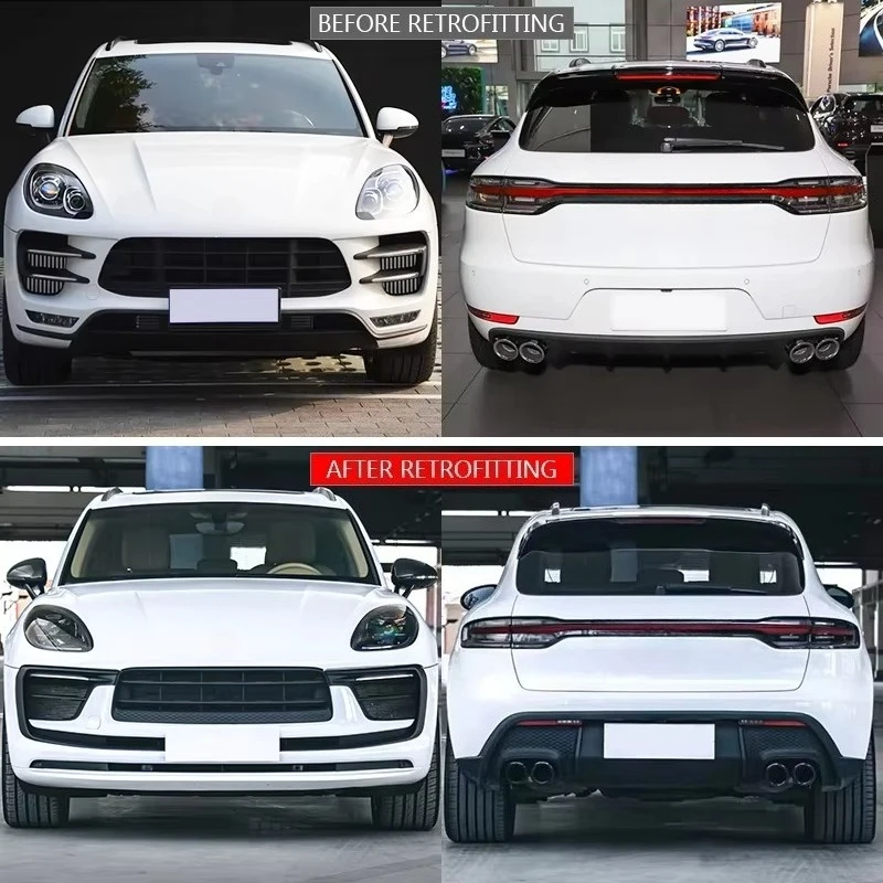 STLF 2014-2021 Upgraded 2023 Body Kits New Condition Bumper with Daytime Running Light Front Bar Rear Bar Rear Lip for Macan