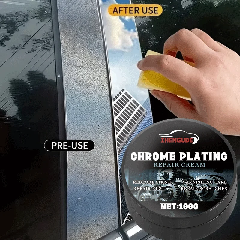 1pc 100g Car Chrome Restoration Paste,Polishing Repair Cream for Door Handles, Window Chrome Trim, Bright Strips and Car Emblems