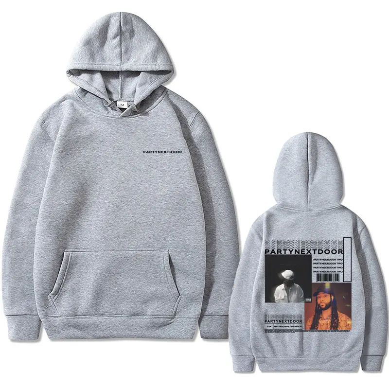 Rapero Partynextdoor Sudadera con capucha con estampado de dos caras para hombre, ropa de calle informal de gran tamaño, sudadera Vintage de Hip Hop