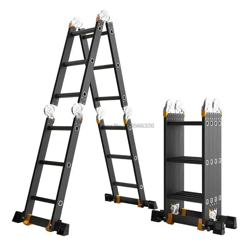 Scala pieghevole multiuso scala telescopica in lega di alluminio Engineerin scala a spina di pesce addensare scala dritta da 4mm 3.7m