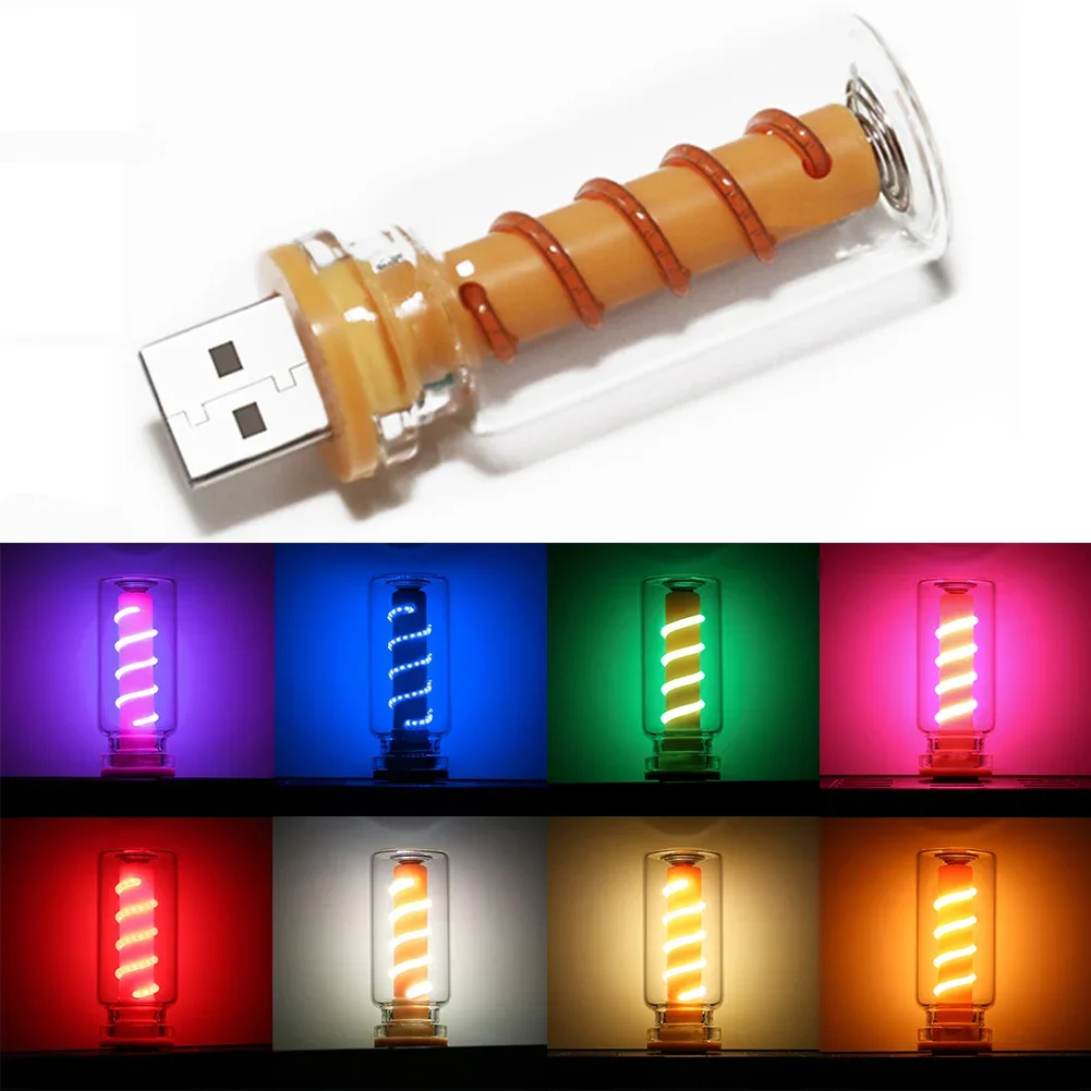 LED Spiral Filament Light Handmade DIY Camping Light LED Flexible Retro USB Light Bulb for Daily Lighting Bulb Atmosphere Lamp