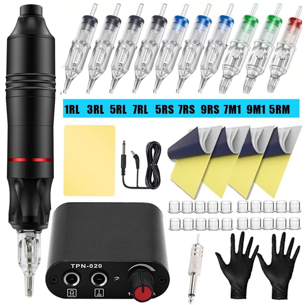 

Tattoo Kits Rotary Tattoo Machine Pen with Power Supply Foot Pedal Cartridge Tattoo Needles Set for Tattoo Artist Beginner Kit