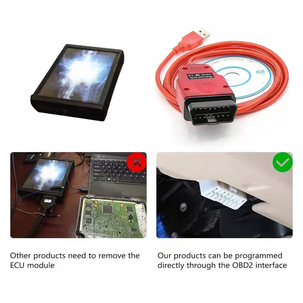 NEWBest V2.11 لـ Renolink Obd2 كابل تشخيص السيارة ECU مبرمج متعدد اللغات وسادة هوائية إعادة تعيين ECM UCH مفتاح الترميز أدوات السيارات