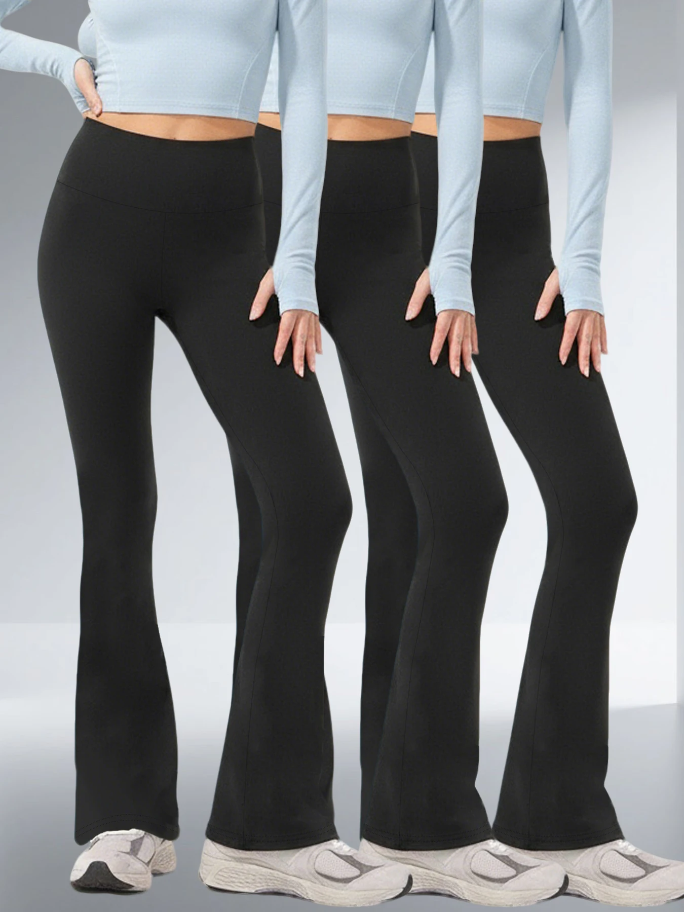 

3 Pack Women's Super Soft Flare Pants High Waisted Tummy Control Workout Yoga Push Up Gym Fitness Long Leggings Bell Bottoms