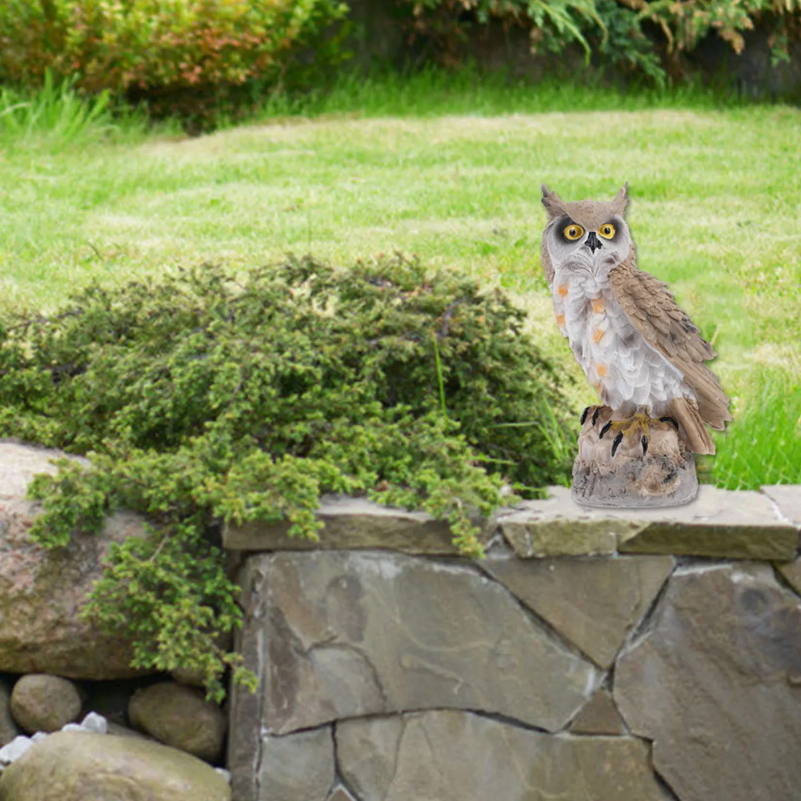 

1 шт. Статуэтка кошки-сова из смолы, устойчивая к погодным условиям, для декора сада и двора - вдохновленная скульптура для украшения газона на открытом воздухе