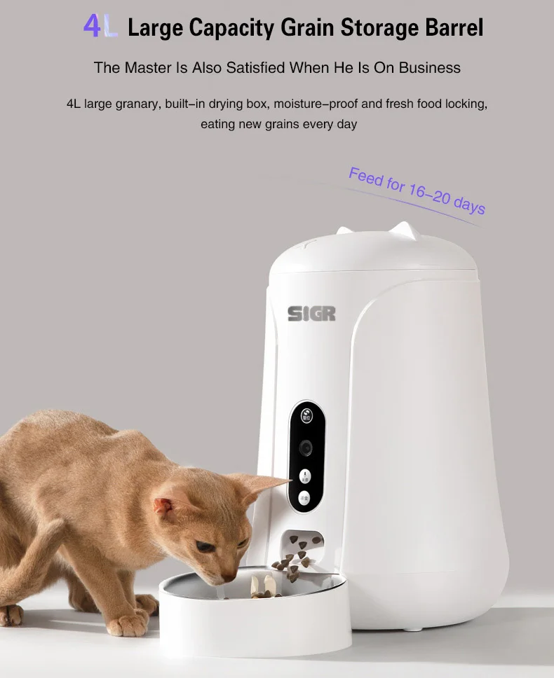 4l High Capacity Mangeoire Pour Chien Wifi Bag Dispenser Multi-function Camera Automatic Pet Feeder With Camera