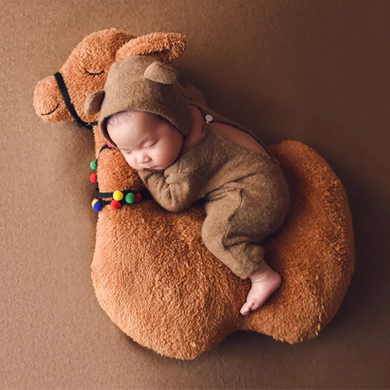 Vêtements de photographie en peluche chameau pour nouveau-né, accessoires de photographie pour bébé garçon, vêtements de prise de vue pour bébé,