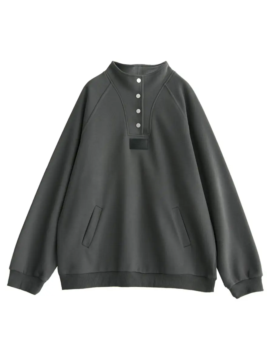 Women'S Sweatshirts Cute Clothes Navy Blue Winter Trendy Ins Hip Hop Top Oversize Niche High Street Vintage Do Old Washing