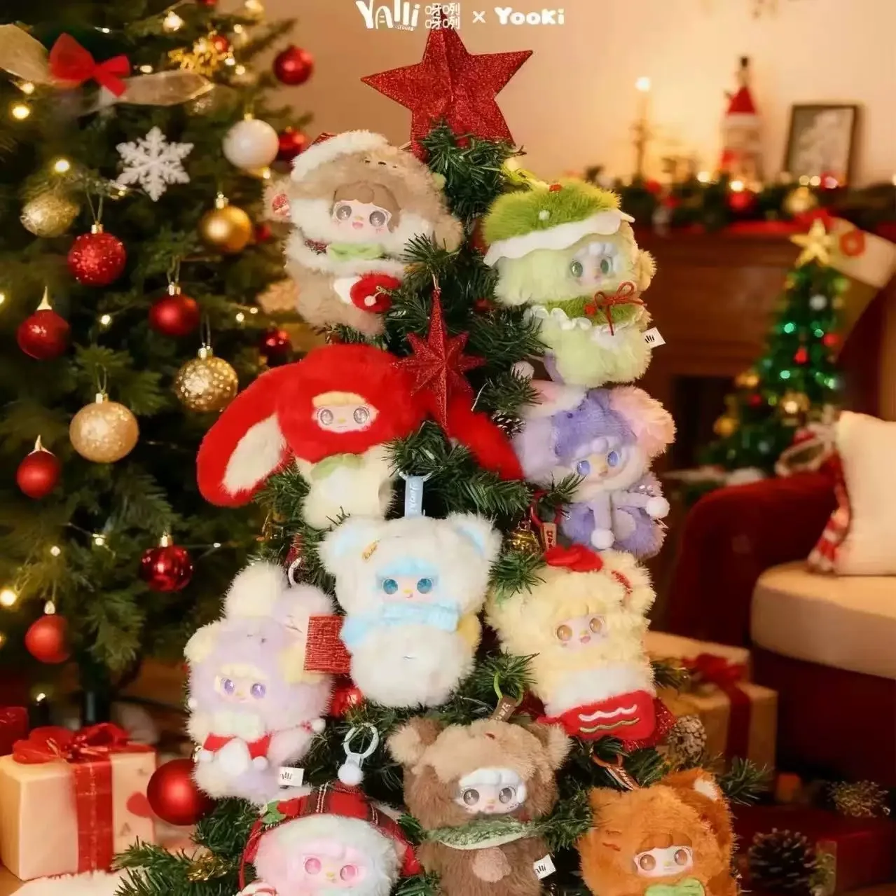 

Рождественская плюшевая кукла Yooki, слепая коробка, Jingle Bell Edition, милая коллекционная игрушка с брелоком, сумка, декор для девочек, подарок лучшему другу