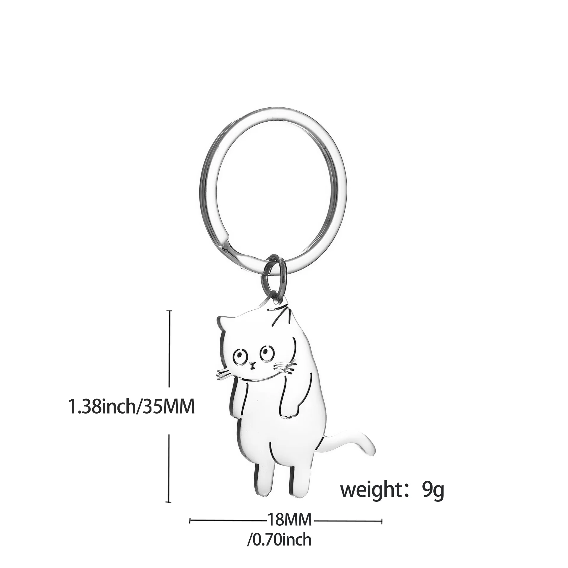 Stainless Steel Lovely Cat Fish Keychain Cartoon Cat Pendant Couple Lover Animal Matching Keyring Valentine's Day Gift Keychains