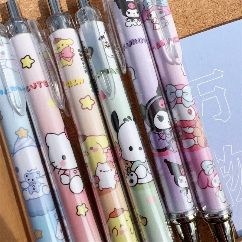 Sanrio 12-36pcs Gel Pen Cartoon Kuromi Hello Kitty Students Stationery Pens 0.5 Black Quick Drying School Kid Writing Office Pen