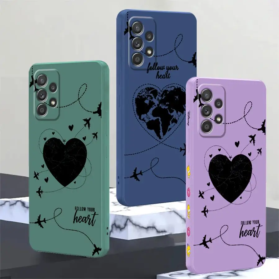 Flight Route Love Case for Samsung Galaxy A34 A22 A52 A13 A14 A36 A26 A35 A16 A24 A11 A12 A51 A15 Phone Cover 