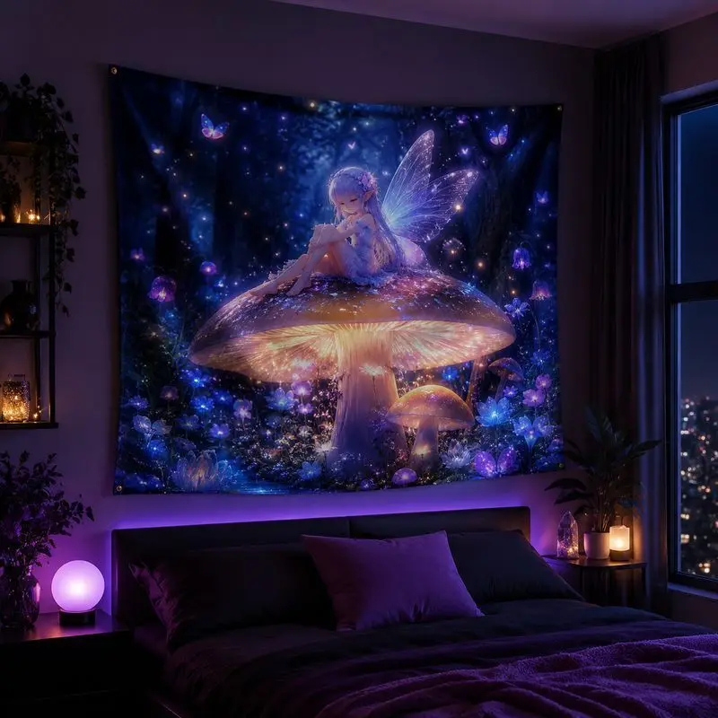 VIKAMA Anime Mermaid Wall Hanging Tapestry, Deep Space Star Backdrop, Magical Aesthetic Cloth for Gaming Dorm Room Home Decor