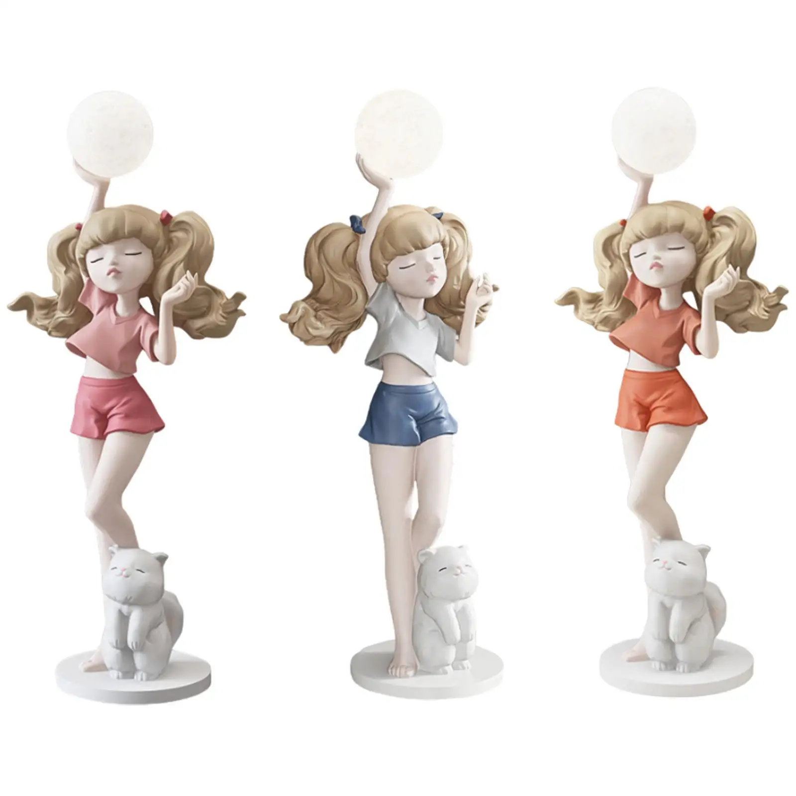 

Girl Resin Statue Figurine with Collection Moon Light Collectible Sculpture