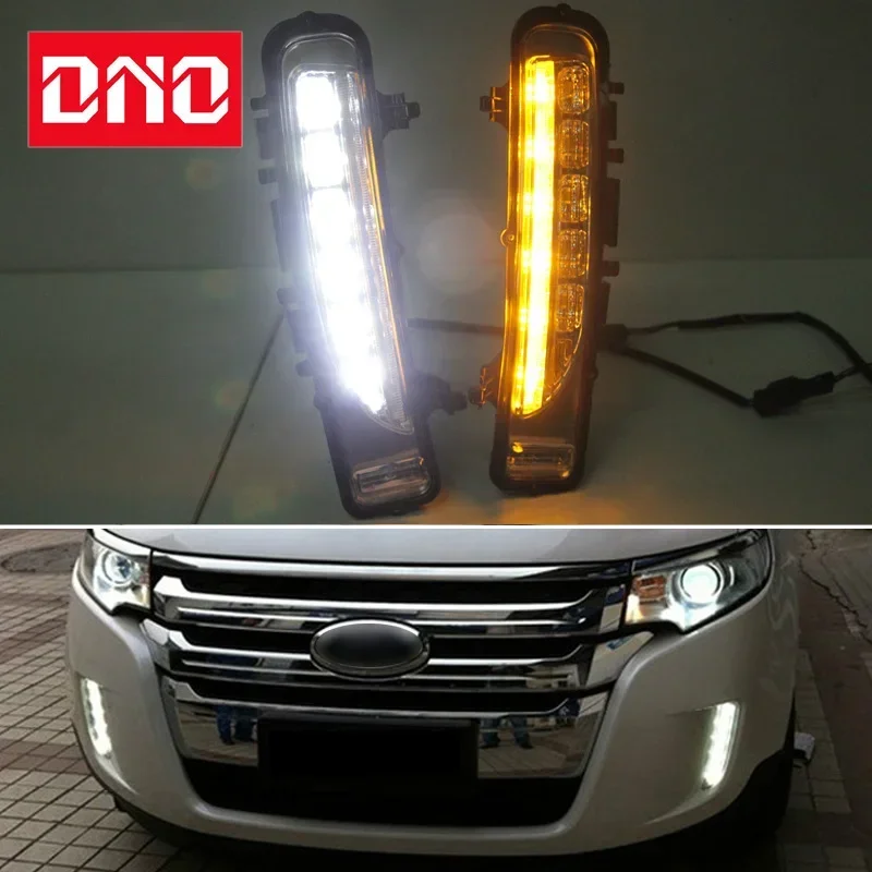 

Автомобильные светодиодные DRL 12 В дневные фонари для Ford Edge 2009-2013 2014 желтый указатель поворота дневные ходовые фары авто дальние фары противотуманные фары