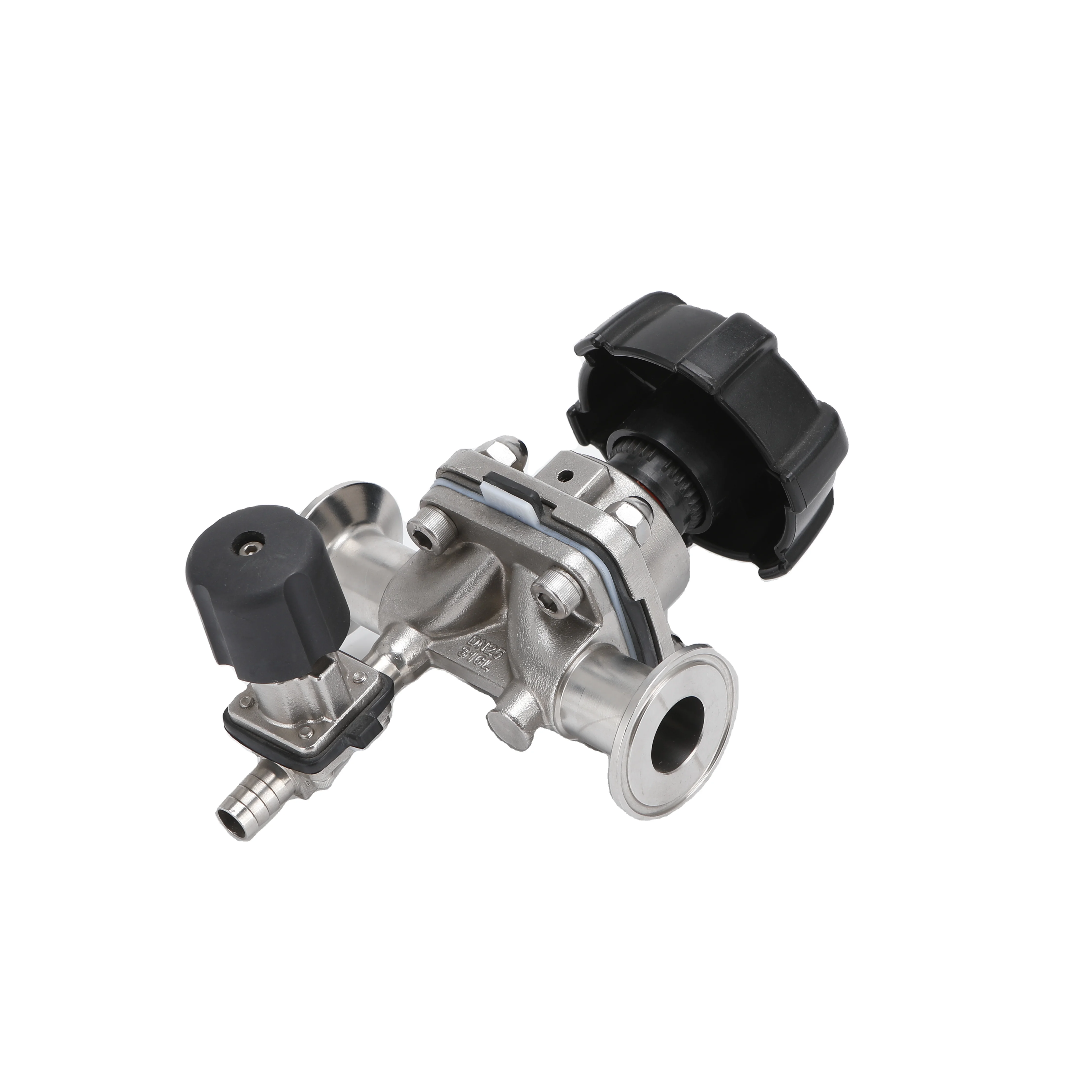 OEM Customizable Stainless Steel 316L Sanitary Grade Double Aseptic Diaphragm Valve with Manual Operation for Water Control
