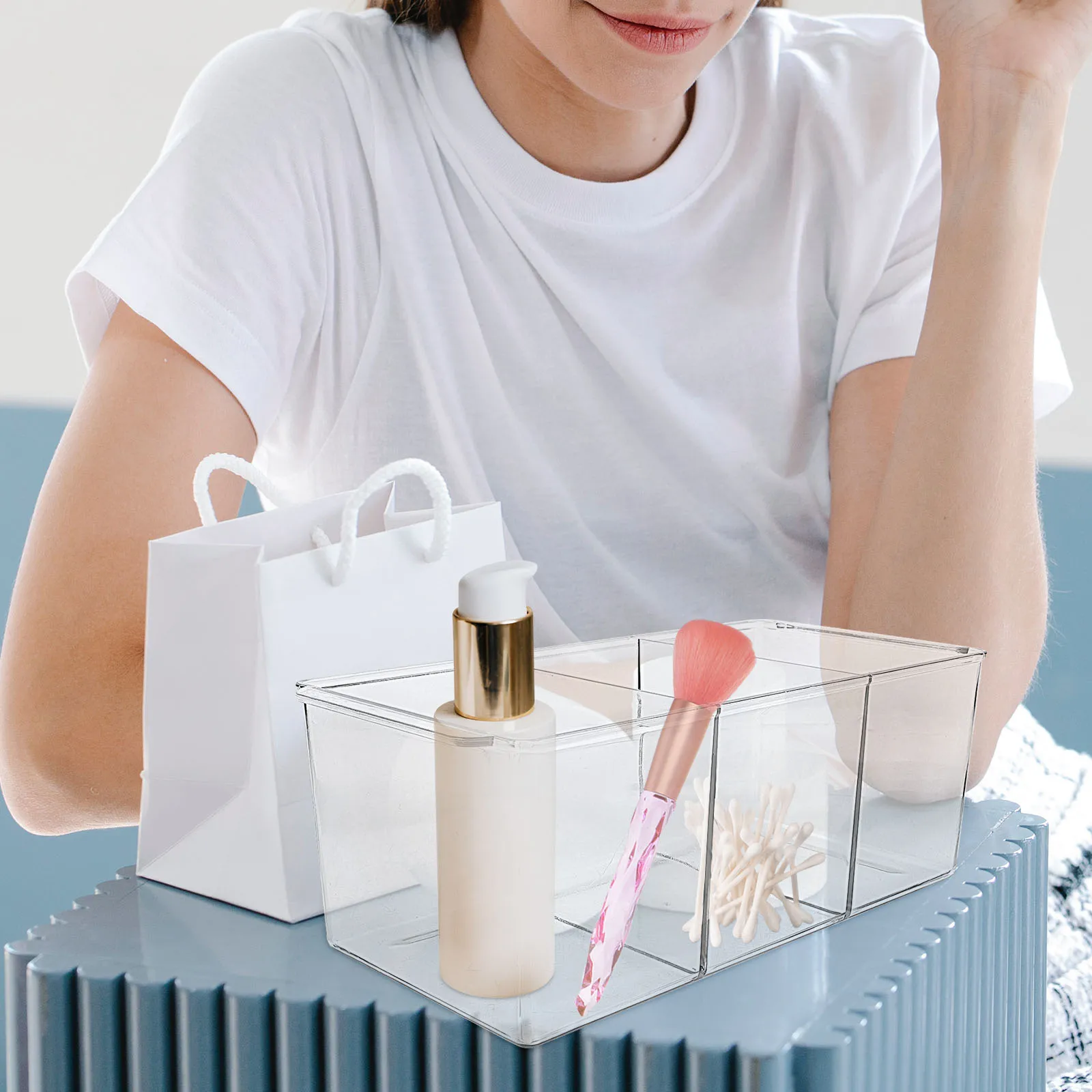 

Clear Storage Box Makeup ganizer Desktop Bin Thickened Durable Girls Bathroom Living Room Office Practical Container
