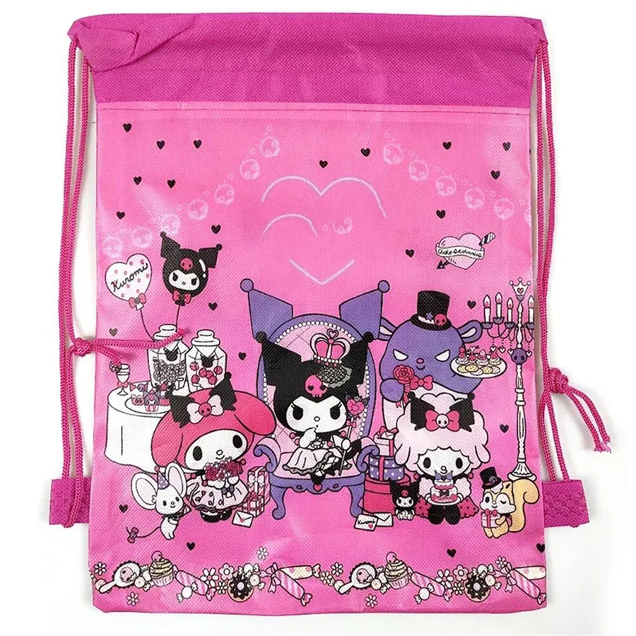 27*35cm Saniro Hello Kitty Kuromi sacchetto regalo Non tessuto bomboniere regalo Shopping Bag zaino con coulisse decorazione per feste per ragazze