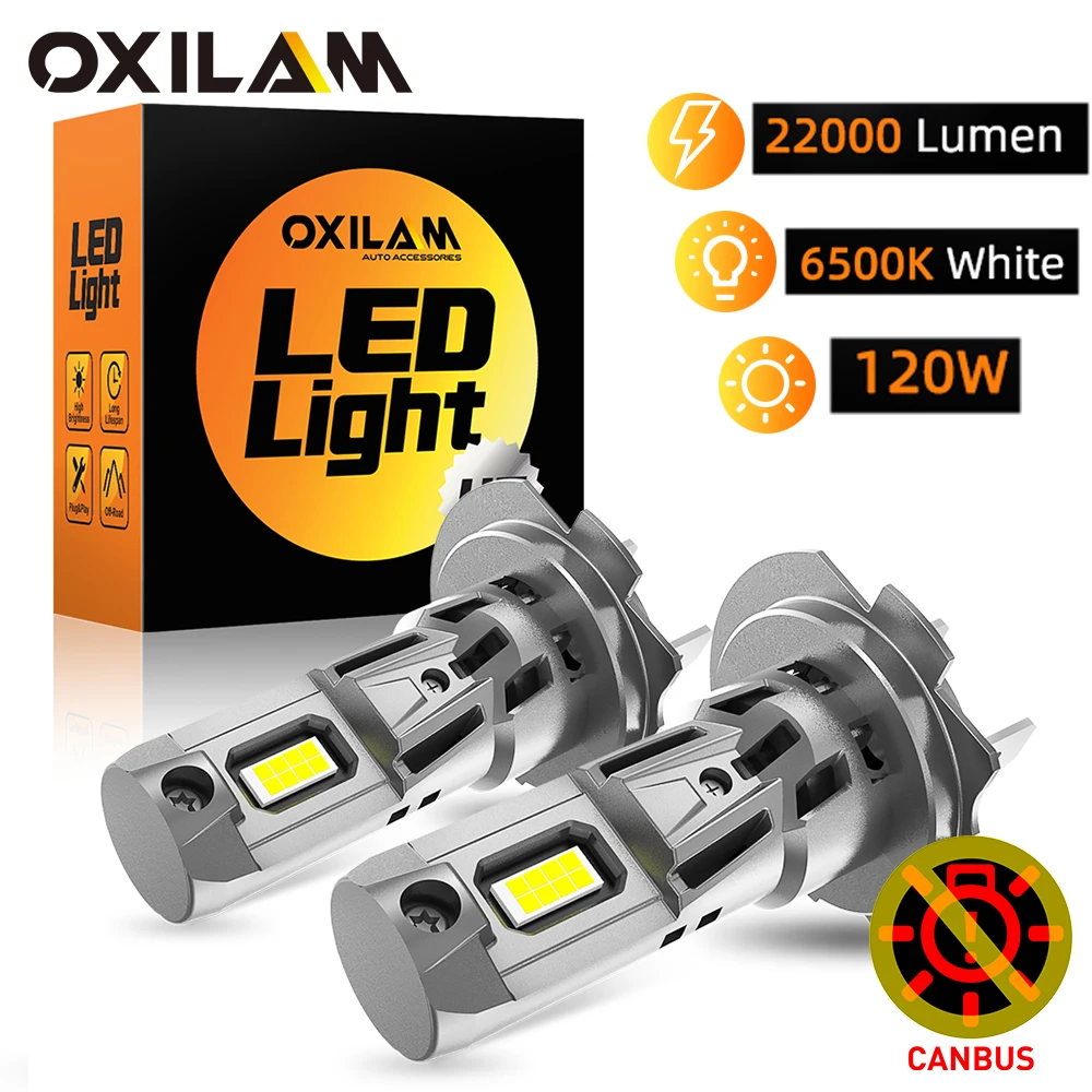 OXILAM-faro delantero Led Canbus para coche, luz blanca de 16 piezas, CSP, 2 piezas, 22000LM, H7, 120W, 6500K, para Nissan, Kia, Audi A4, A6, C7,