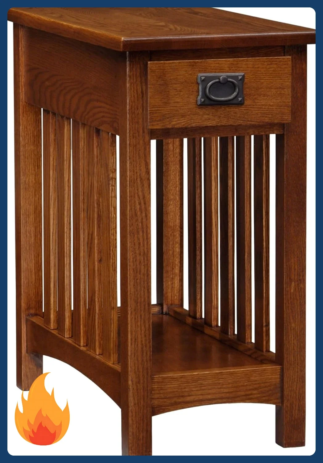 [Nuovo arrivo! ]Mission Impeccable Tavolino da caffè, legno massello con 2 cassetti e ripiano, finitura rovere medio, ferramenta annerita, a doghe