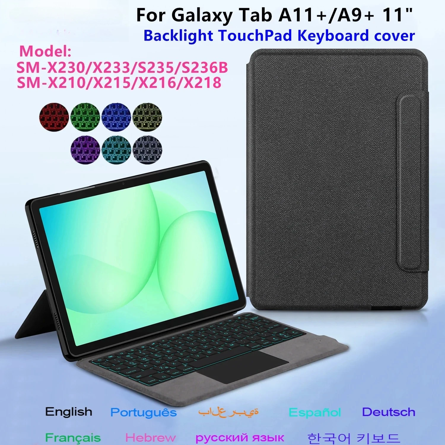 Keyboard Case For Samsung Galaxy Tab A11 Plus 11 inch 2025 SM-X230 X233 Tablet Keyboard Cover for Tab A11+ A9+ 11'' Case Funda