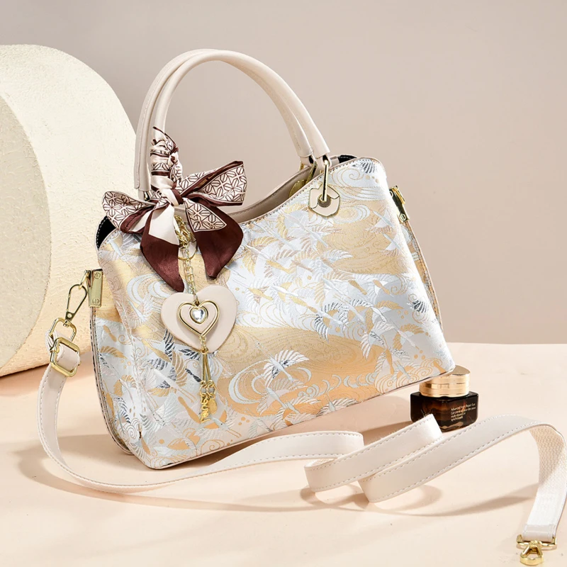 Light Luxury Chinese Style Women's Handbag, 2-Piece Women's Bag Set with Crane Pattern, High-End Designer Brand Women's Bags view 6