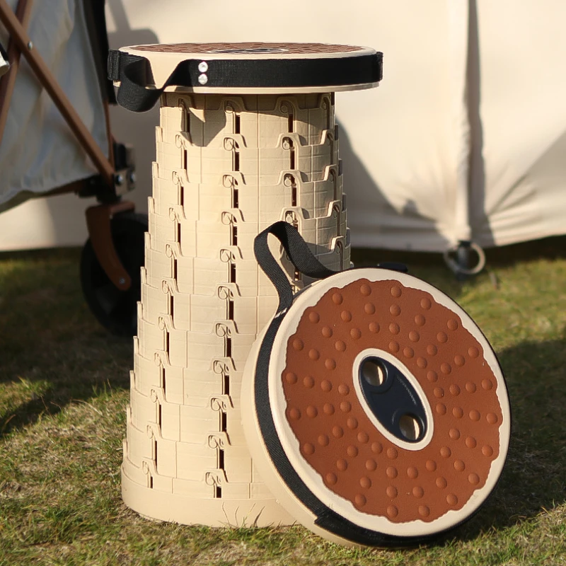 Soft Rubber Folding Stool Portable for Outdoor Travel Adjustable Telescopic Storage Convenient Space Saving Sturdy