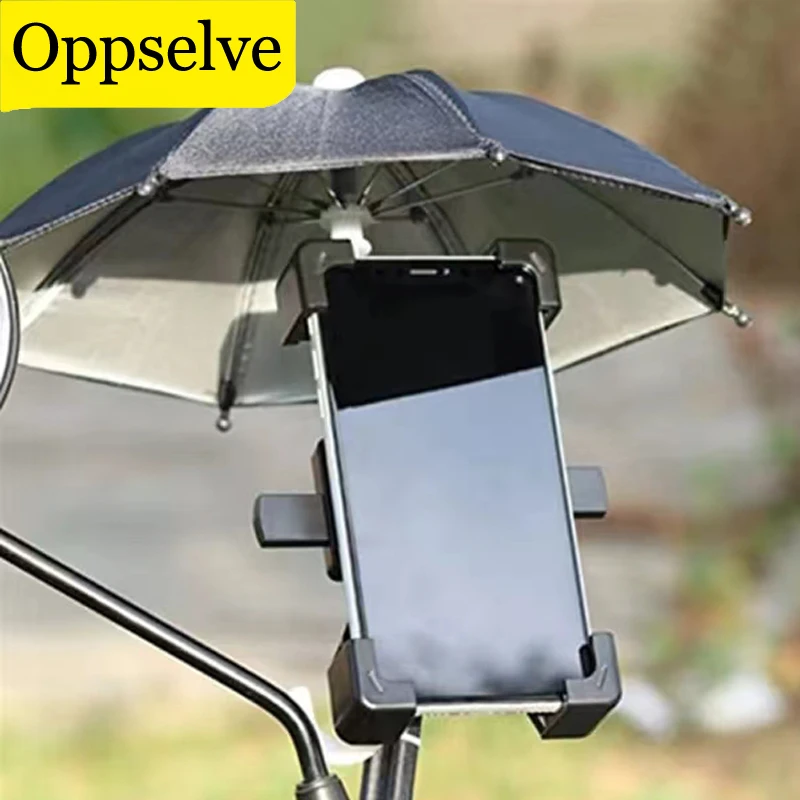 Detachable Motorcycle Bicycle Riding Mobile Phone Holder Sun Shade Mini Umbrella Portable Waterproof Bracket Sunshade Umbrella