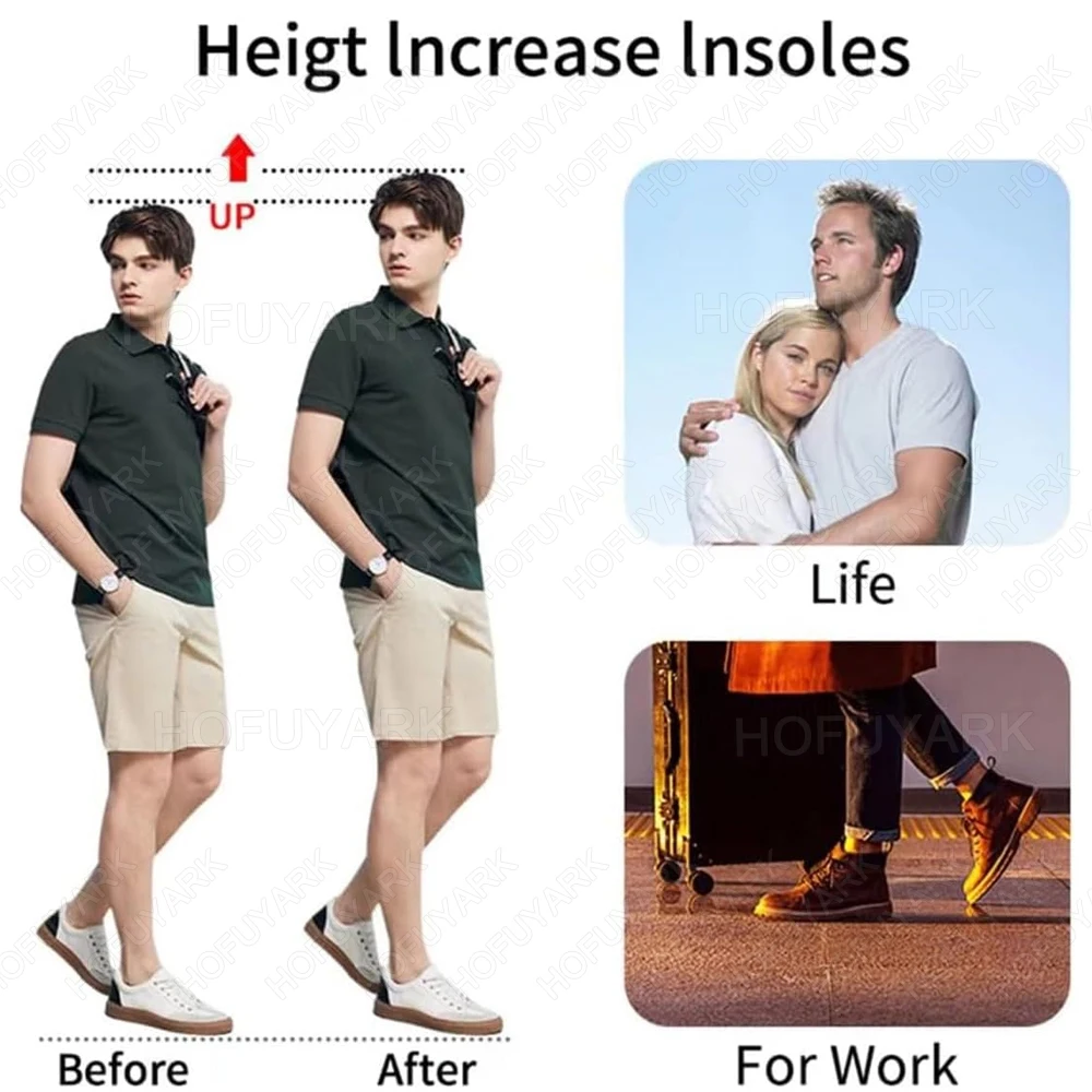 Silicone Height Increase Insoles for Men Women Heel Lift Inserts Gel Heel Cups for Shoes Soles Relieve Foot Pain Spur Support