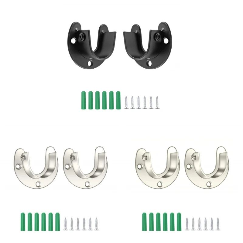 Pack of 2 Closet Rod Holders Steel Curtain Rod Support for Wardrobe Organization