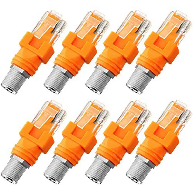 ABZC Network Crystal Head RJ45 to F Head BNC Coaxial Direct Connector 8 Packs, RF to RJ45 Converter Adapter for Line Tester