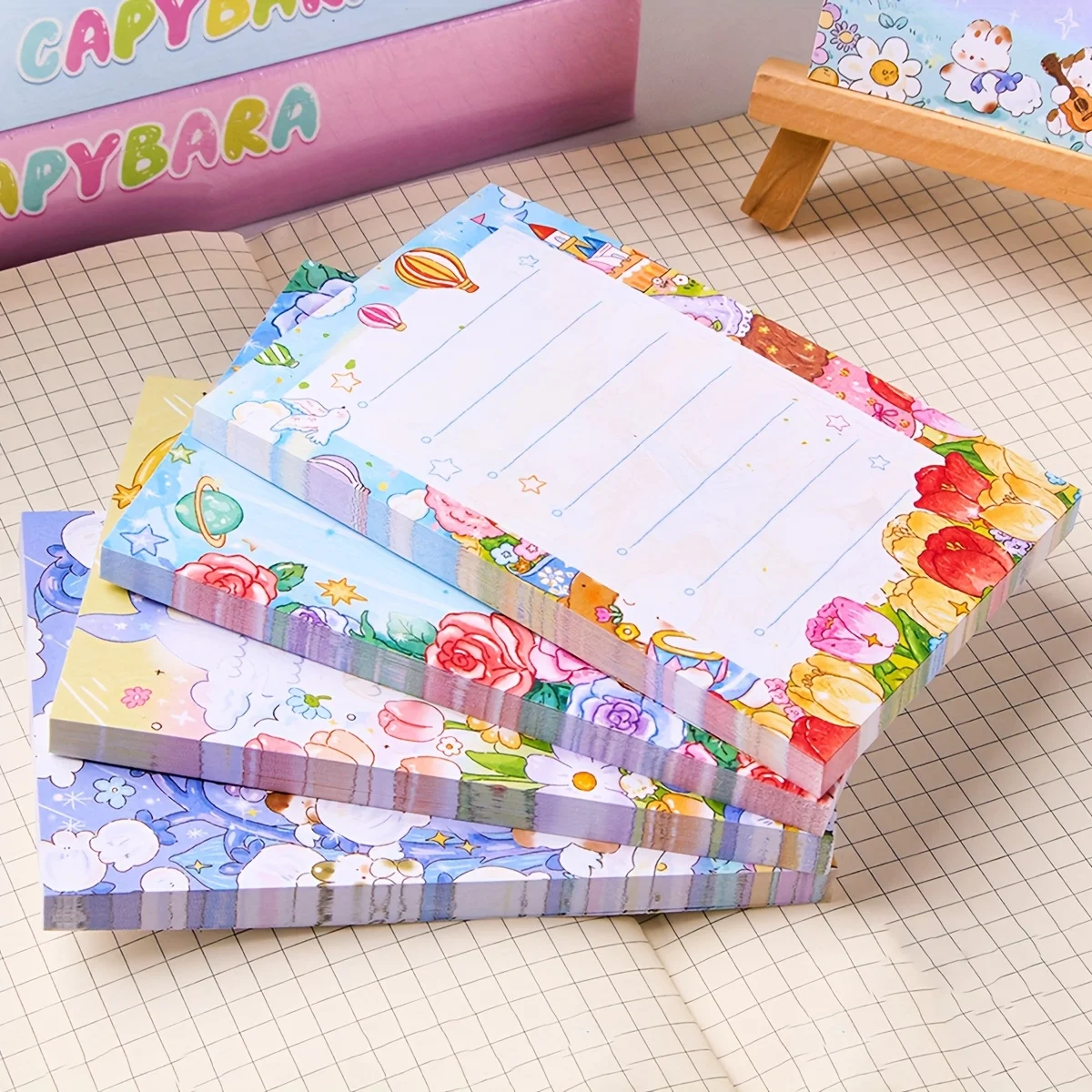 4 Uds (200 páginas) Bloc de notas Dream Garden papel grueso almohadillas para mensajes para el hogar, la Oficina y la escuela Mini suministros estacionarios lindos 2,95*4,33 pulgadas