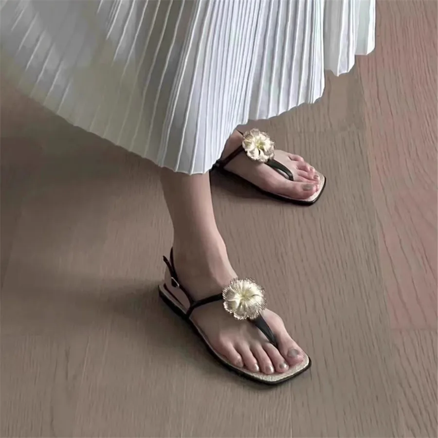 Sandali estivi firmati moda infradito in paglia scarpe da spiaggia con punta quadrata donna Bohemia Vocation Flats Holiday Casual Slides