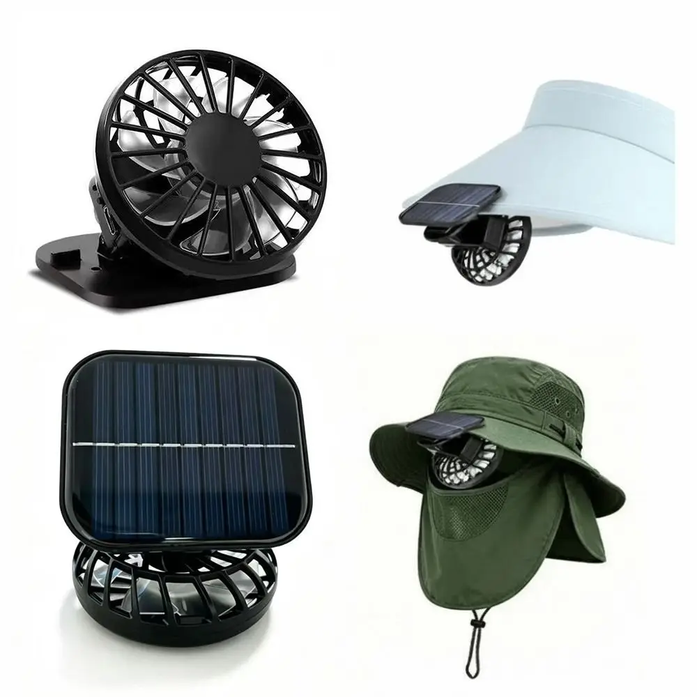Portable Mini Solar Powered Fan Lightweight Rechargeable Cooling Fan Solar Powered USB Charging Hat Fan Backpacking