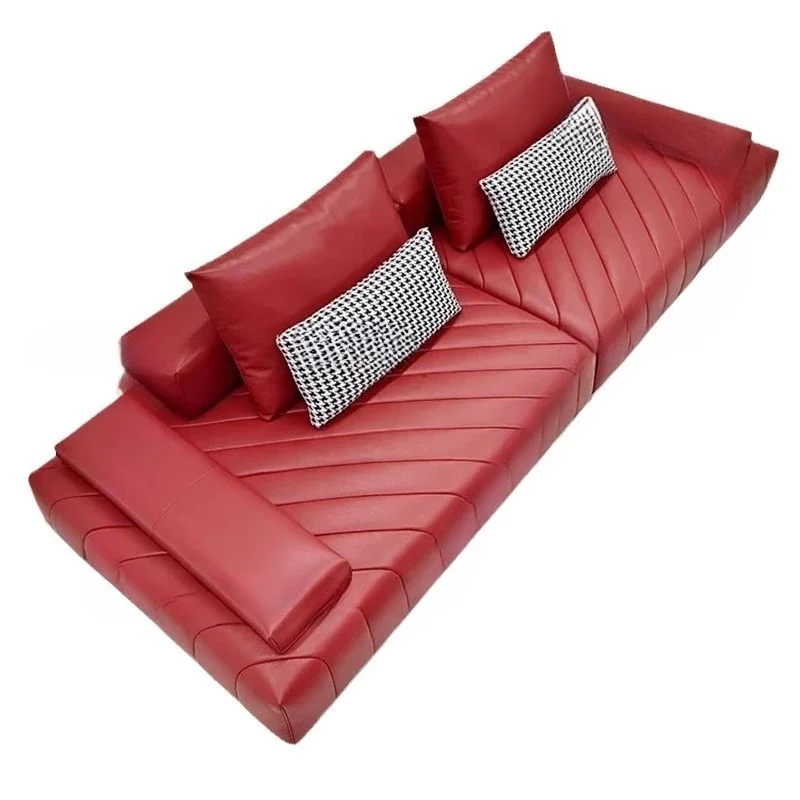 

Small living room, minimalist, large straight row three-person furniture